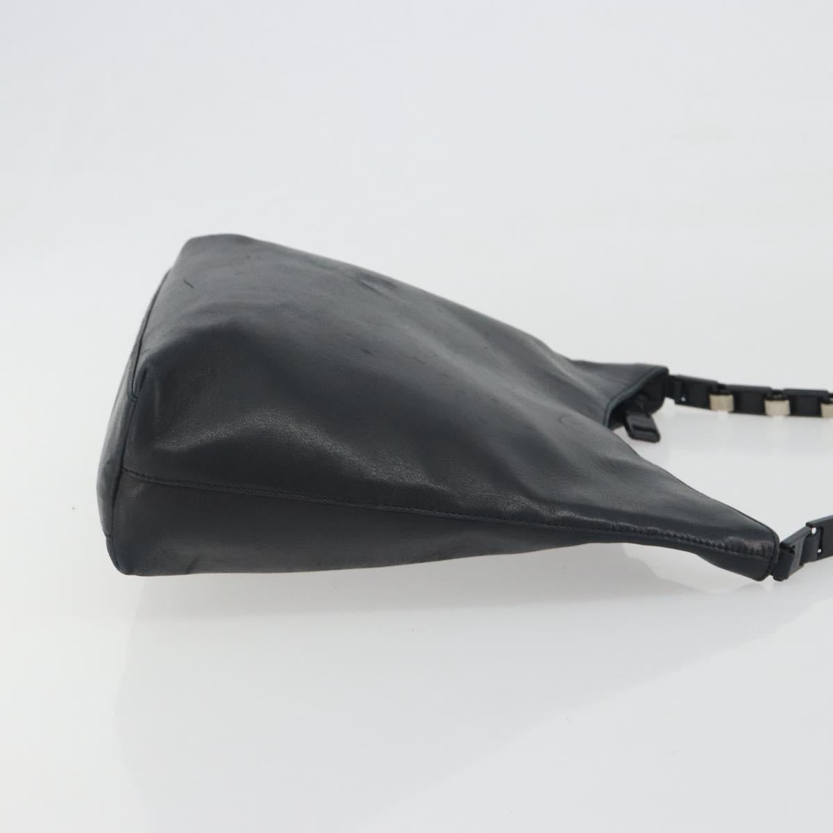 Salvatore Ferragamo Shoulder Bag Leather Black Silver Auth bs36748