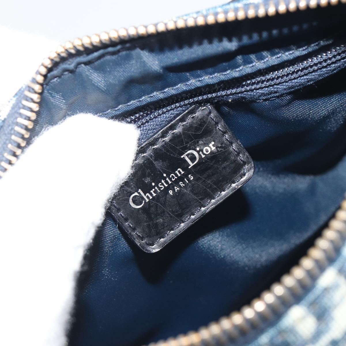 Christian Dior Trotter Canvas Hand Bag PVC Navy Gold Auth bs36749