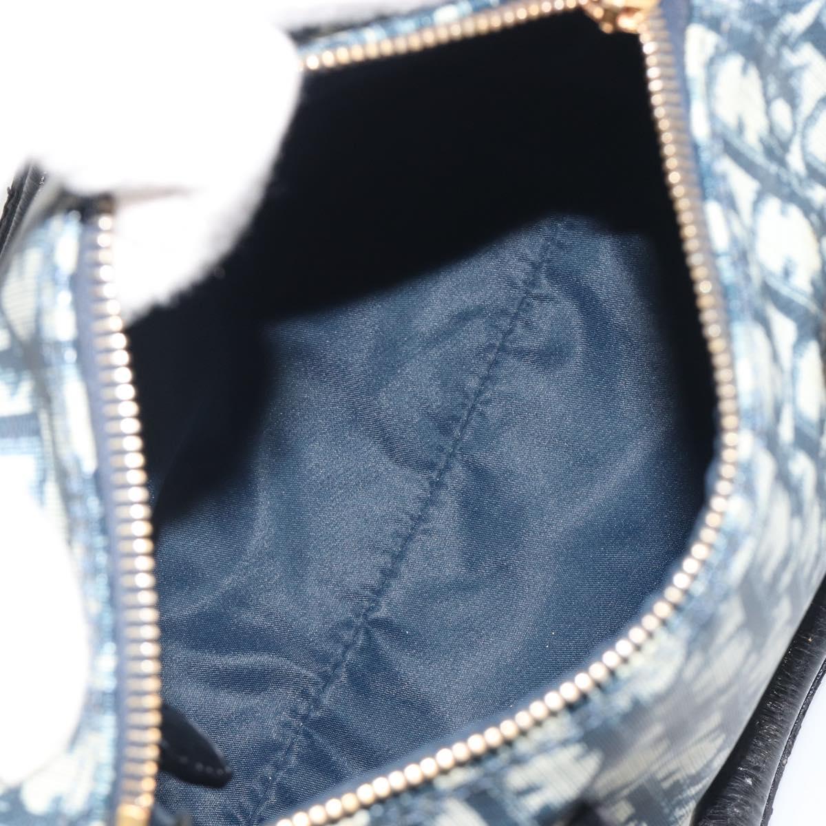 Christian Dior Trotter Canvas Hand Bag PVC Navy Gold Auth bs36749