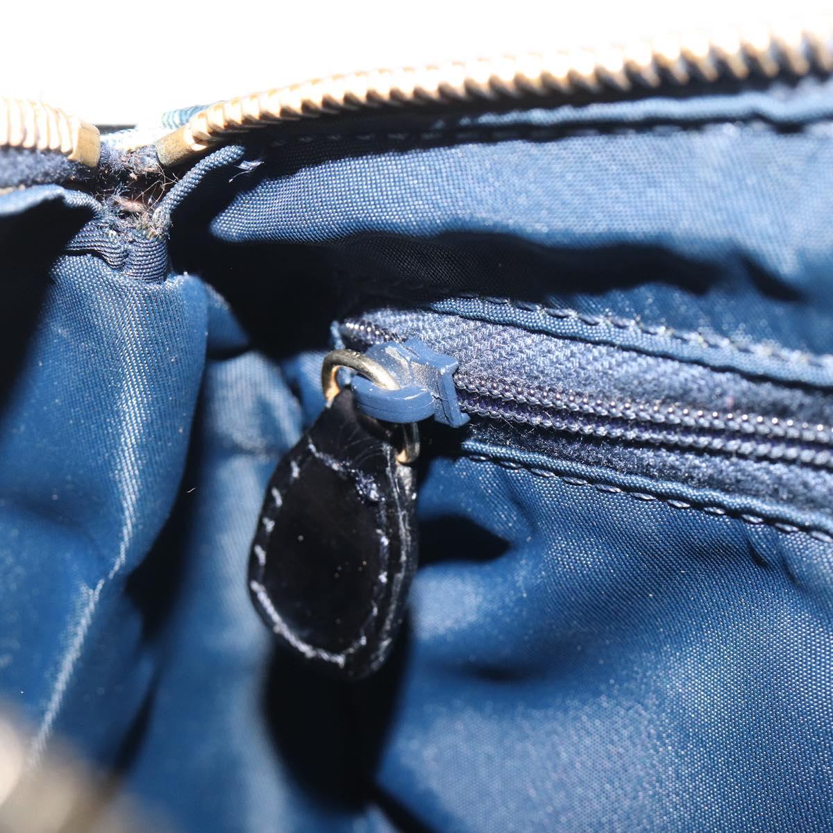 Christian Dior Trotter Canvas Hand Bag PVC Navy Gold Auth bs36749