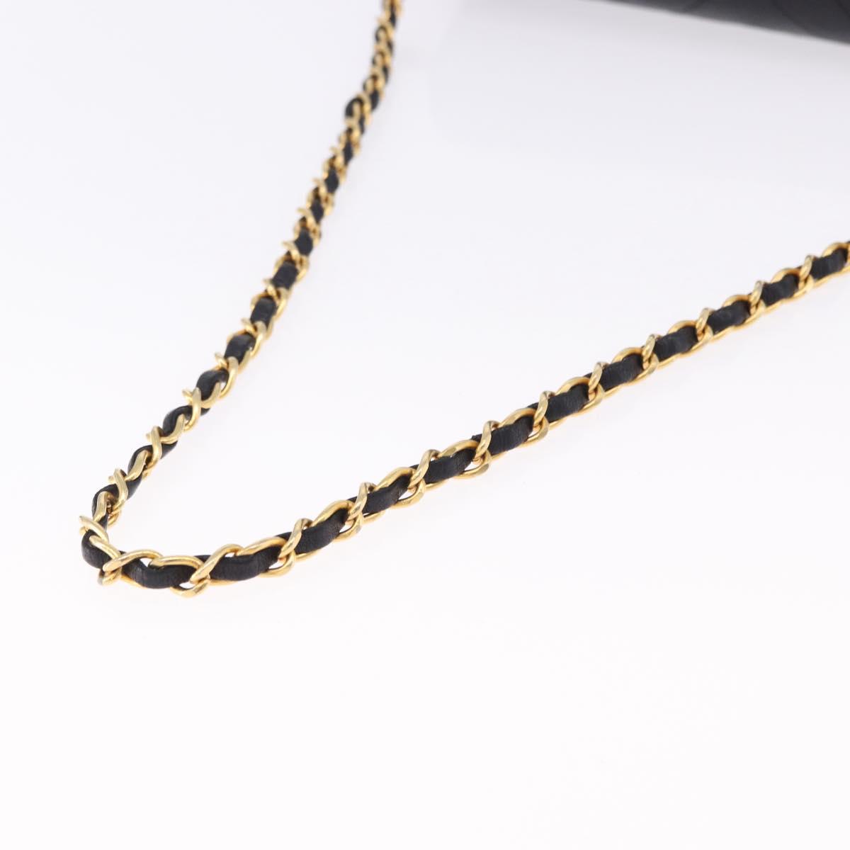 CHANEL V stitch Chain Shoulder Bag Lamb Skin Black Gold CC Auth bs36750