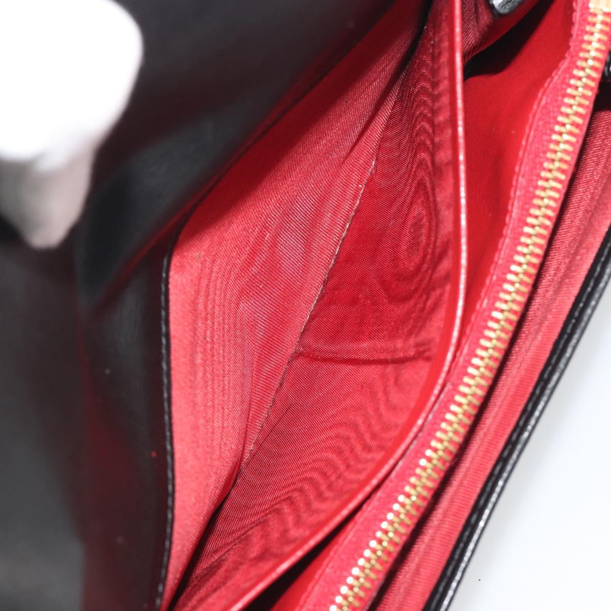 Salvatore Ferragamo Gancini Long Wallet Leather Black Gold Auth bs36751