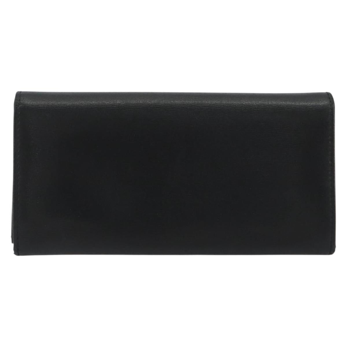 Salvatore Ferragamo Gancini Long Wallet Leather Black Gold Auth bs36751