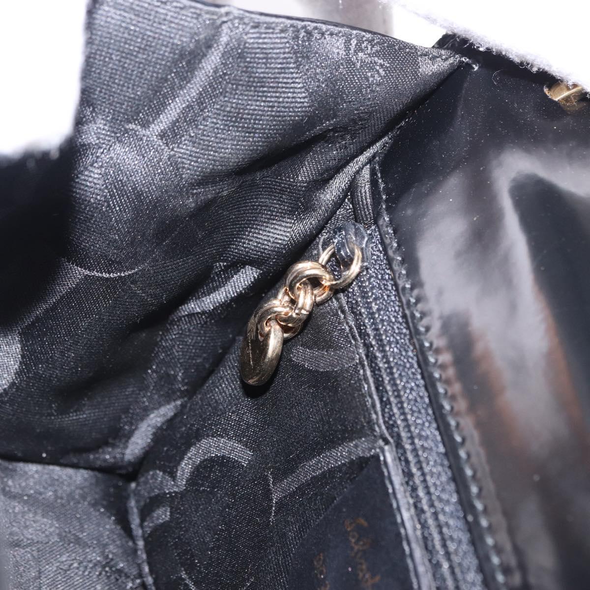 Salvatore Ferragamo Gancini Shoulder Bag Leather Black Gold Auth bs36752