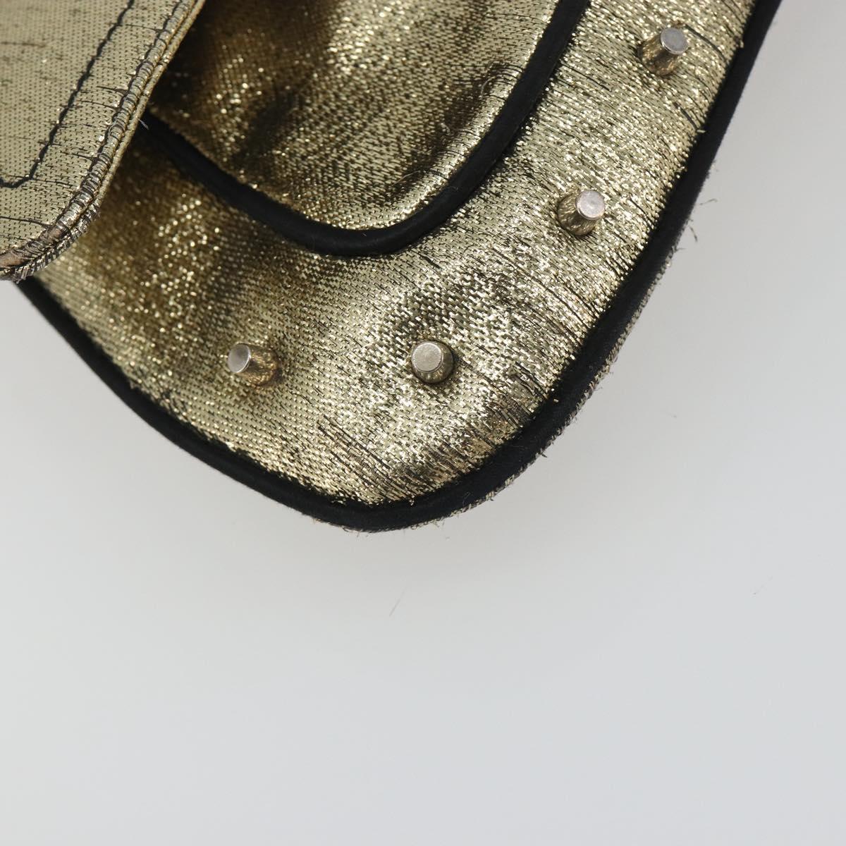Christian Dior Hardcore Chain Shoulder Bag Silk Silver Gold Auth bs36753A