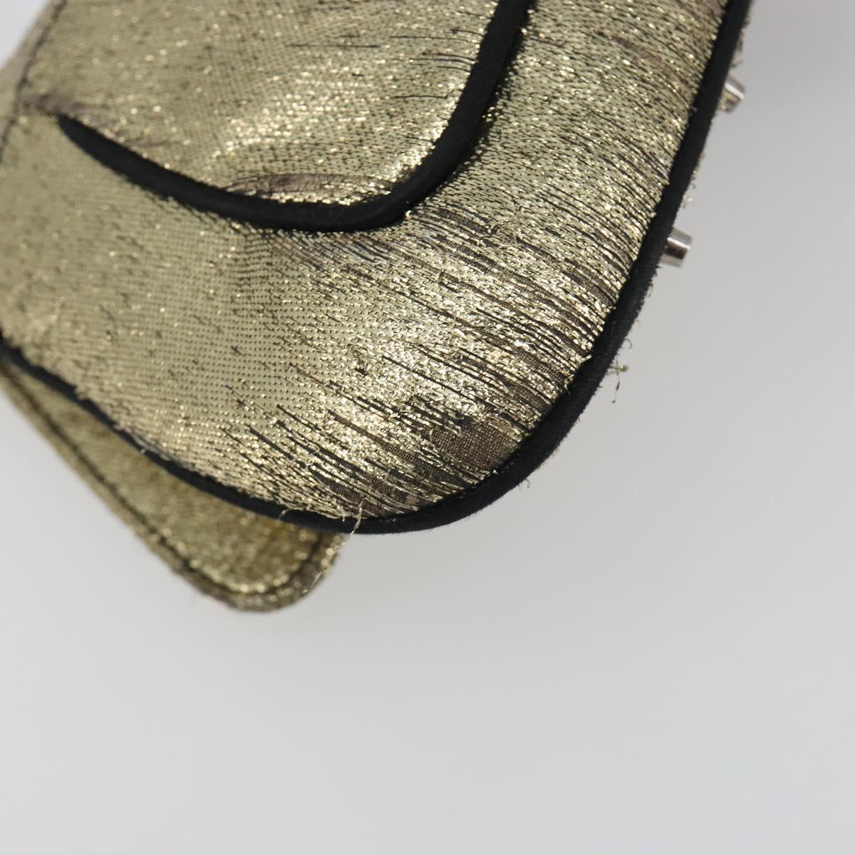 Christian Dior Hardcore Chain Shoulder Bag Silk Silver Gold Auth bs36753A