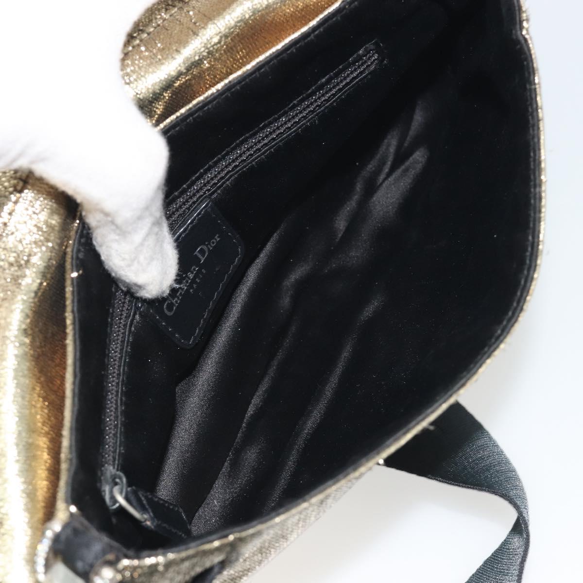 Christian Dior Hardcore Chain Shoulder Bag Silk Silver Gold Auth bs36753A