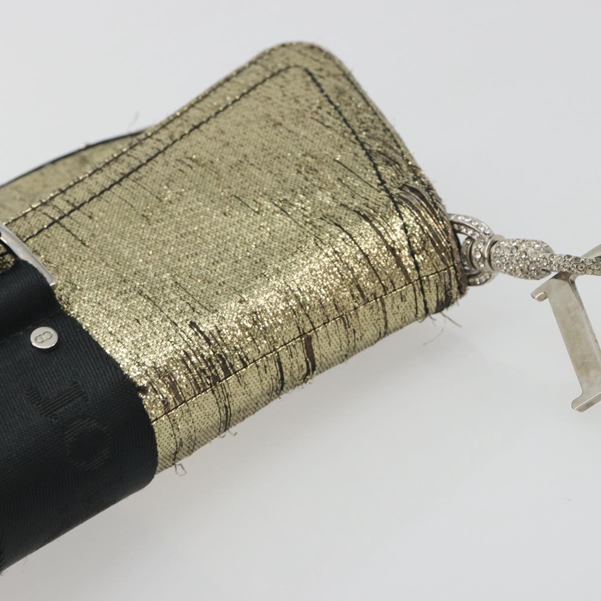 Christian Dior Hardcore Chain Shoulder Bag Silk Silver Gold Auth bs36753A