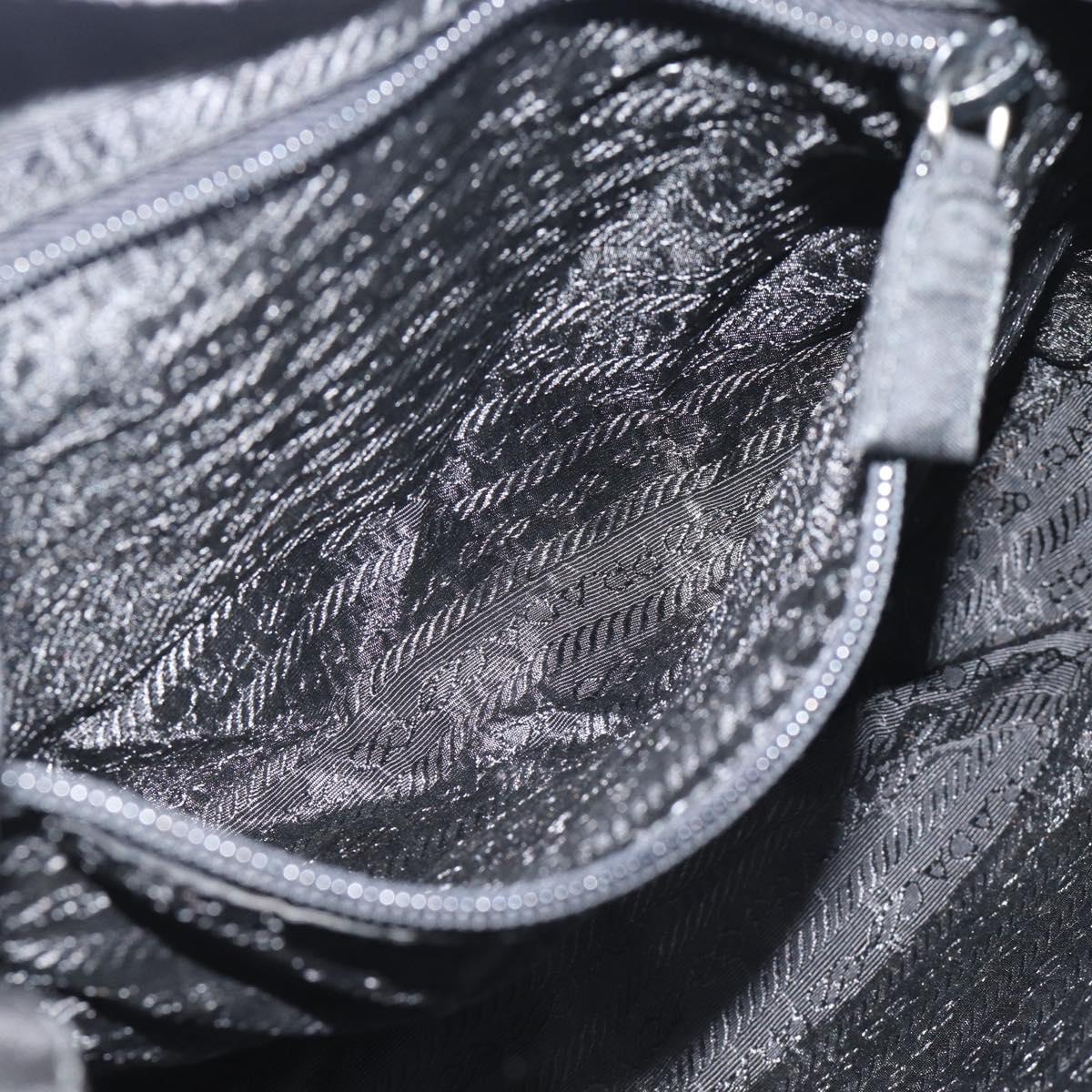 PRADA Chain Shoulder Bag Nylon Black Silver Auth bs36754A
