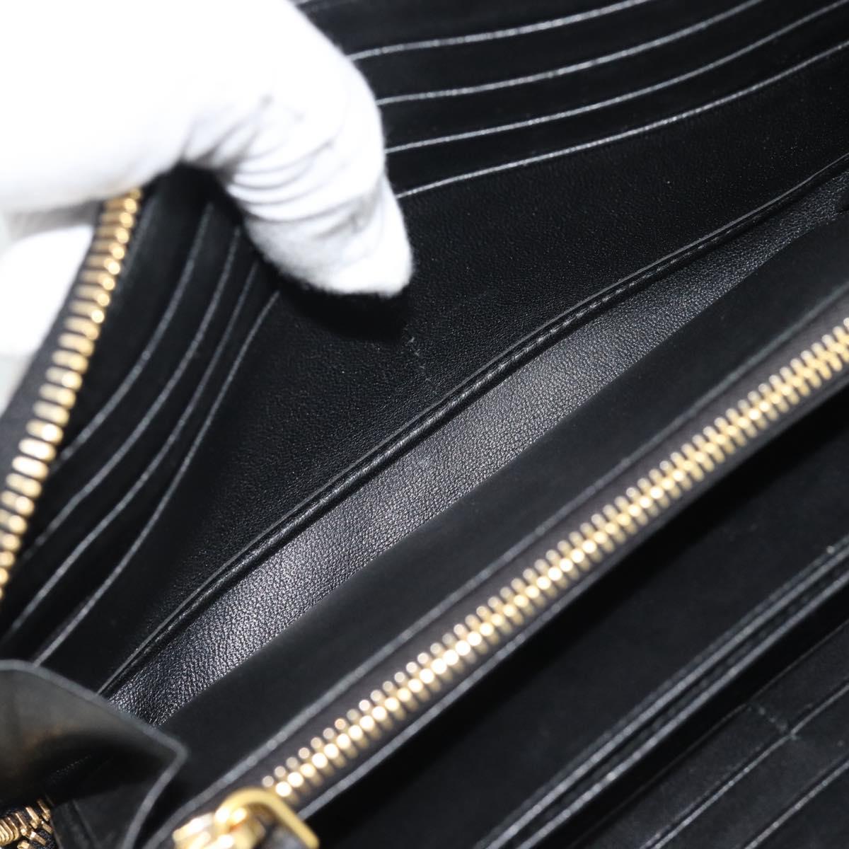 PRADA Long Wallet Safiano Leather Black Gold Auth bs36755
