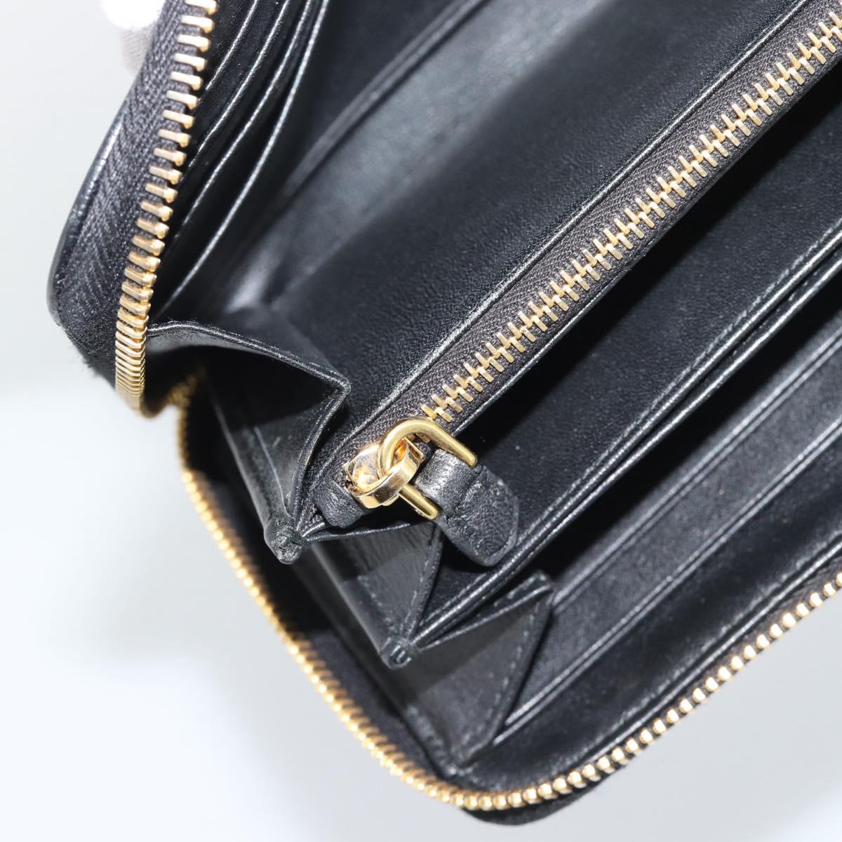 PRADA Long Wallet Safiano Leather Black Gold Auth bs36755