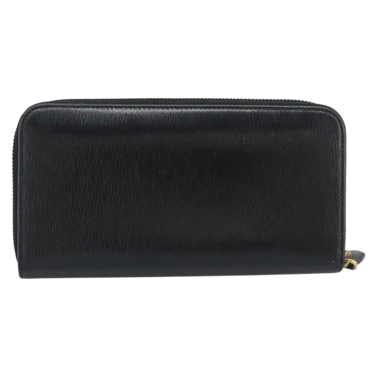 PRADA Long Wallet Safiano Leather Black Gold Auth bs36755