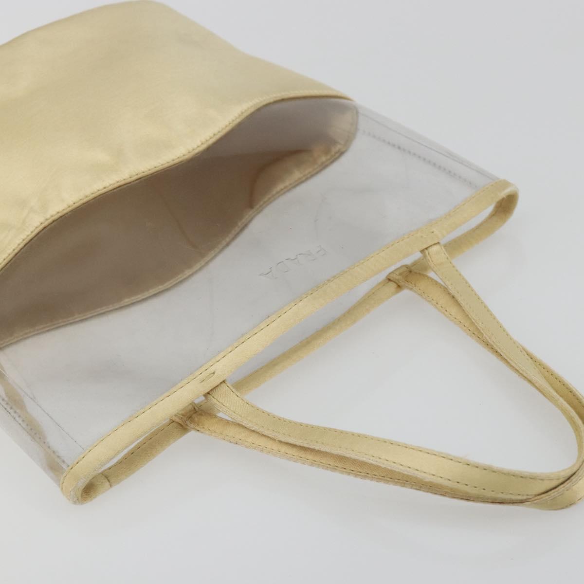 PRADA Hand Bag Vinyl Gold Auth bs36756
