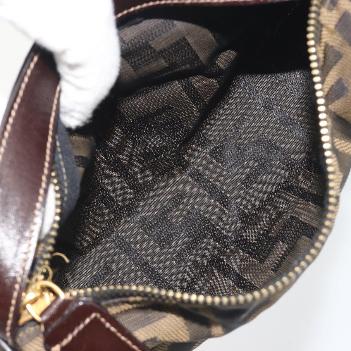 FENDI Zucca Canvas Pouch Black Brown Auth bs36757