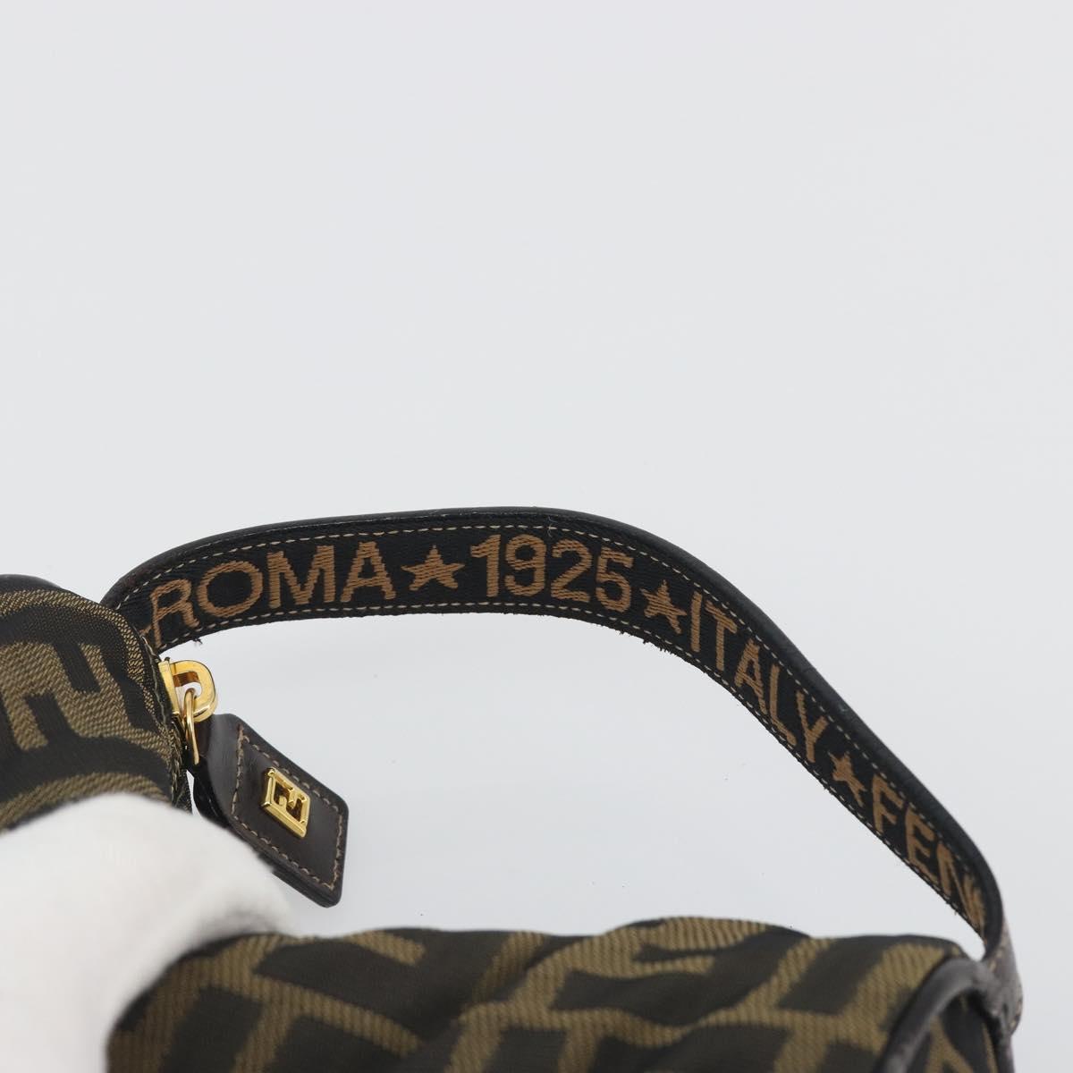 FENDI Zucca Canvas Pouch Black Brown Auth bs36757