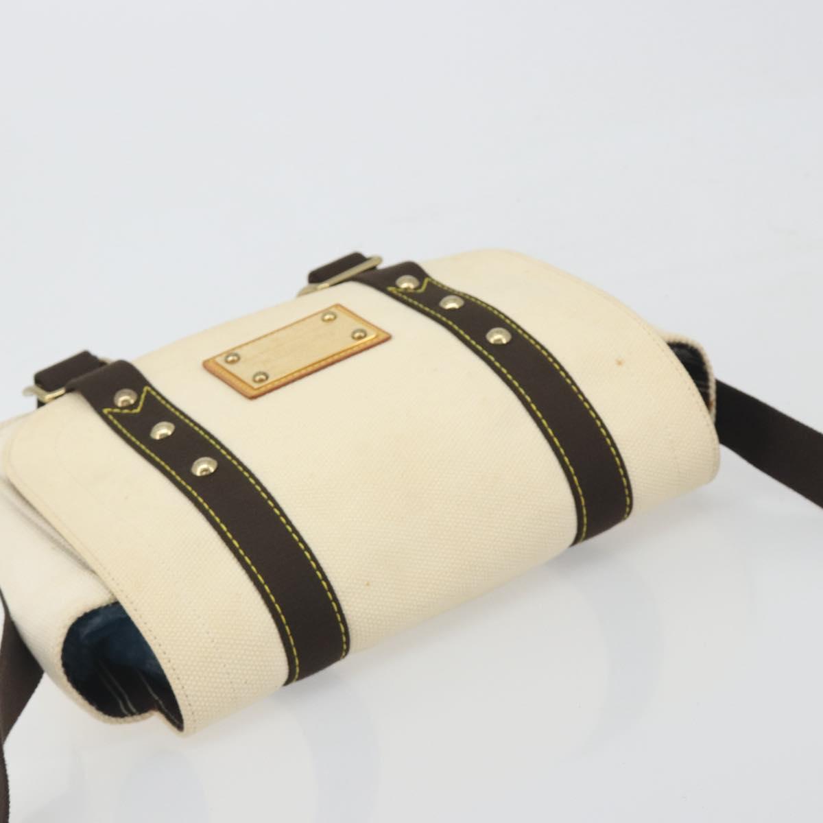 LOUIS VUITTON Antigua Buzas PM Bag Canvas White Brown M40042 LV Auth bs36763