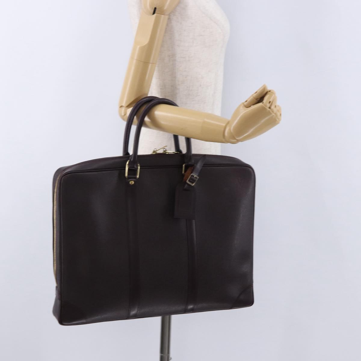 LOUIS VUITTON Taiga Porte Documents Voyage Bag Acajou M30635 LV Auth bs36765