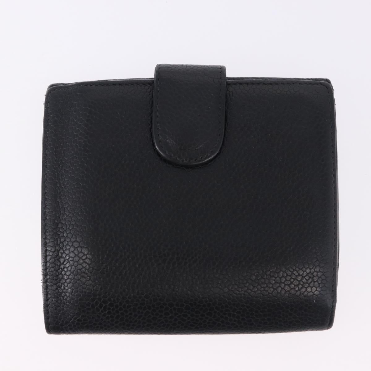 CHANEL New Travel Line Wallet Caviar Skin Leather 2 Set Black CC Auth bs36767