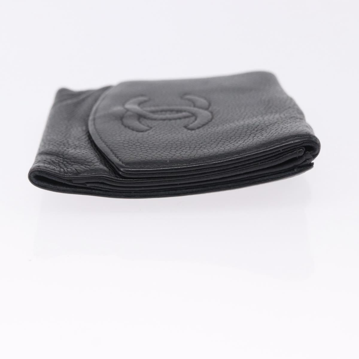 CHANEL New Travel Line Wallet Caviar Skin Leather 2 Set Black CC Auth bs36767