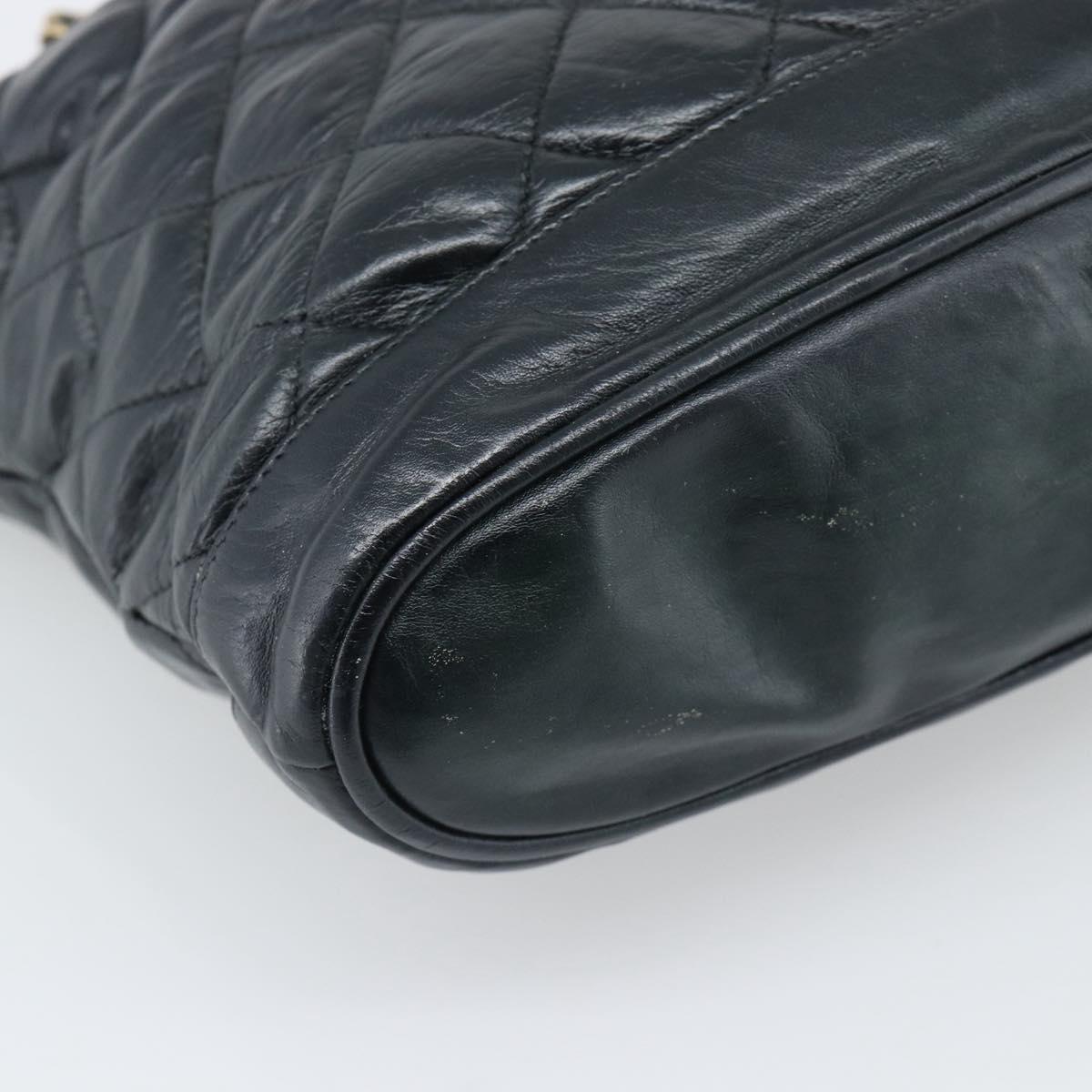 CHANEL Matelasse Chain Shoulder Bag Lamb Skin Black Gold CC Auth bs36768