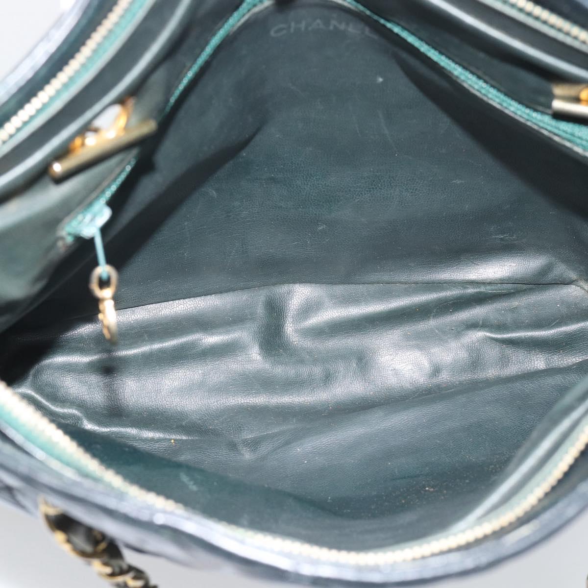 CHANEL Matelasse Chain Shoulder Bag Lamb Skin Black Gold CC Auth bs36768