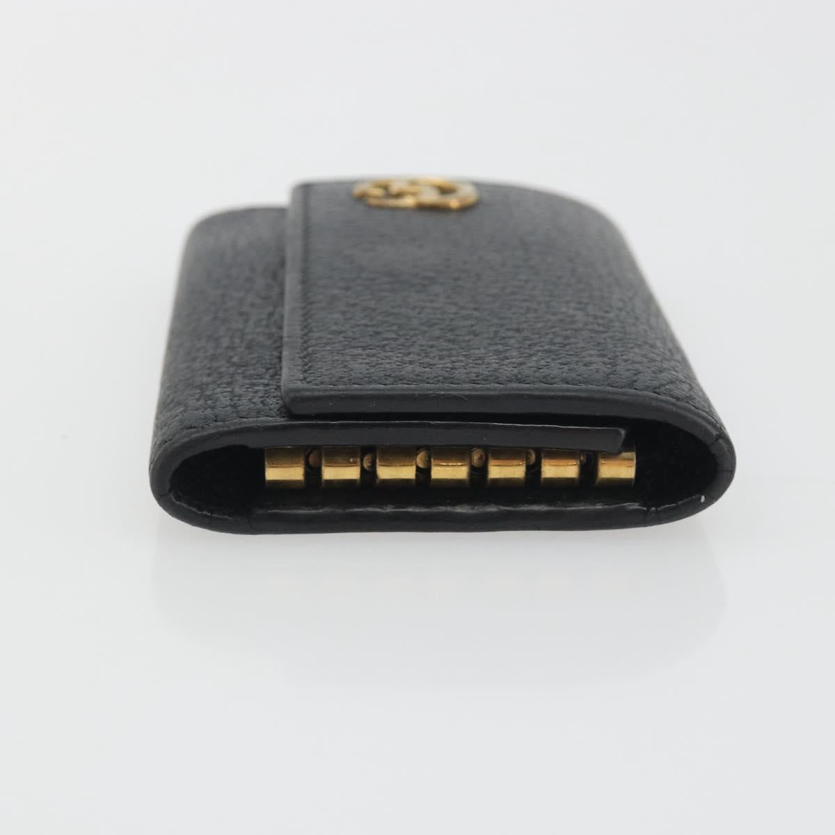 GUCCI GG Marmont Key Case Leather Black Gold 435305 Auth bs36772