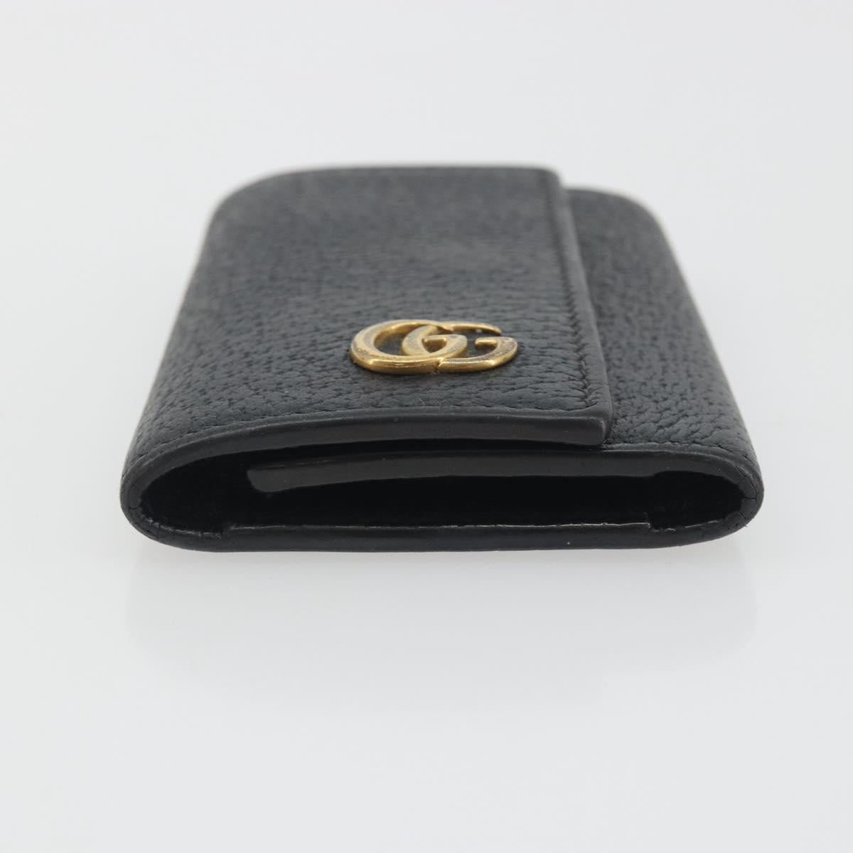 GUCCI GG Marmont Key Case Leather Black Gold 435305 Auth bs36772