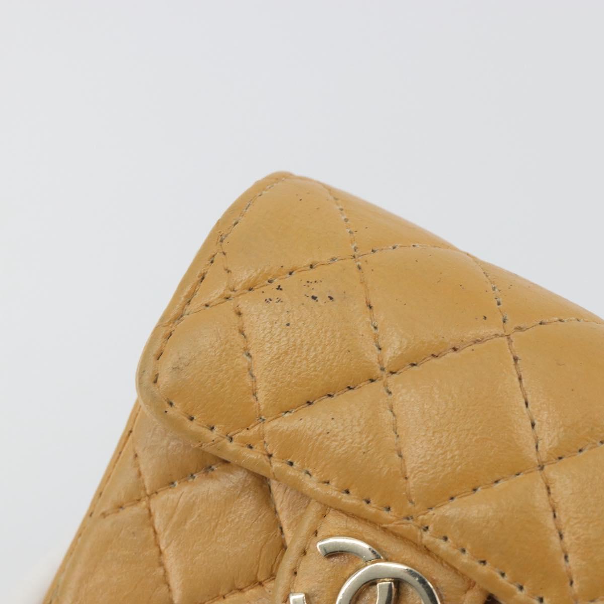 CHANEL Matelasse Charm Lamb Skin Gold Beige CC Auth bs36773