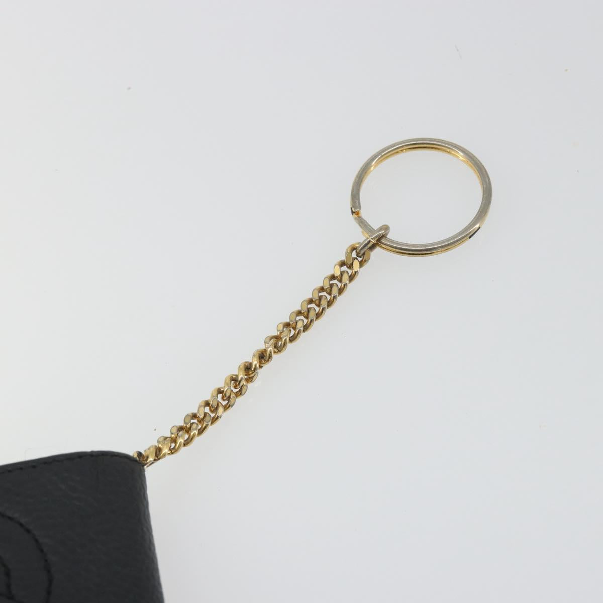 CHANEL COCO Mark Cigarette Case Caviar Skin Black Gold CC Auth bs36774