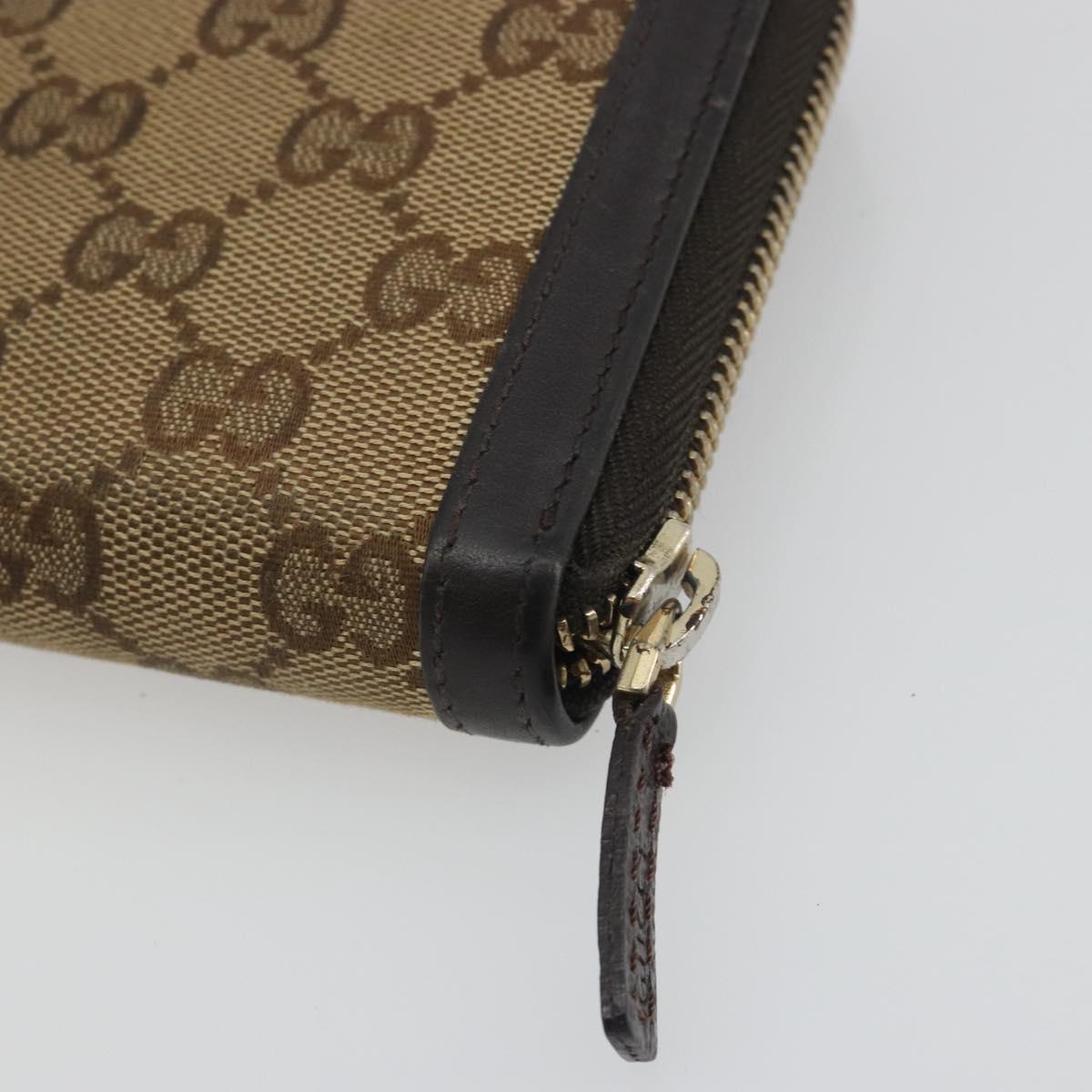 GUCCI GG Canvas Long Wallet Beige Gold 308012 Auth bs36775