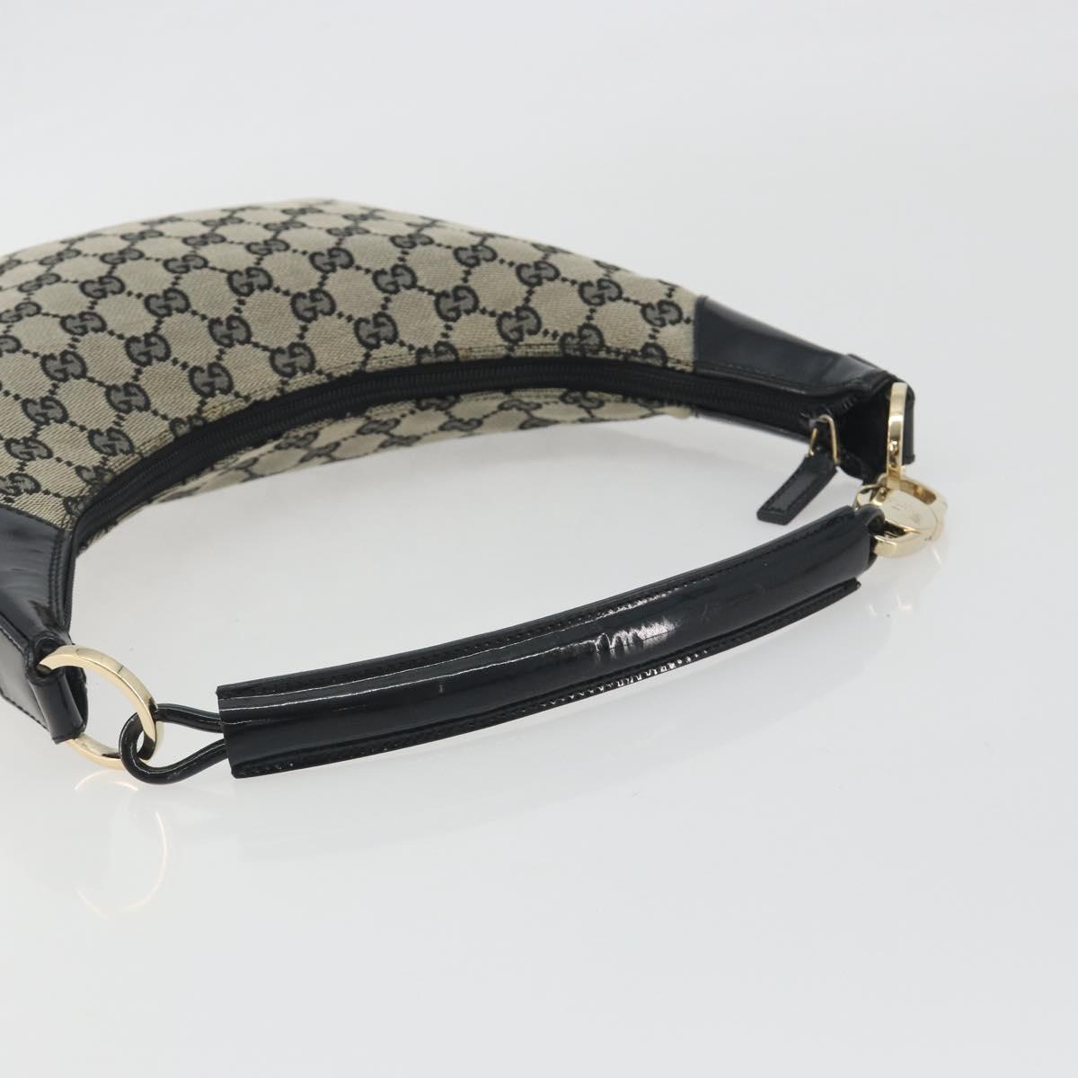 GUCCI GG Canvas Shoulder Bag Black Gold 001 4158 Auth bs36776A