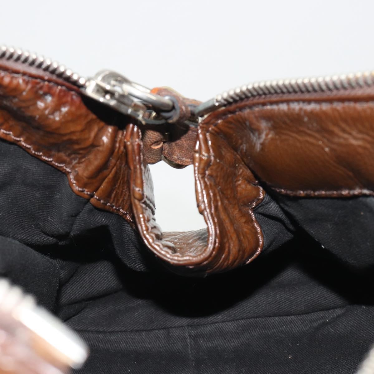 Chloe Paddington Hand Bag Patent Leather Khaki Silver gold Auth bs36778