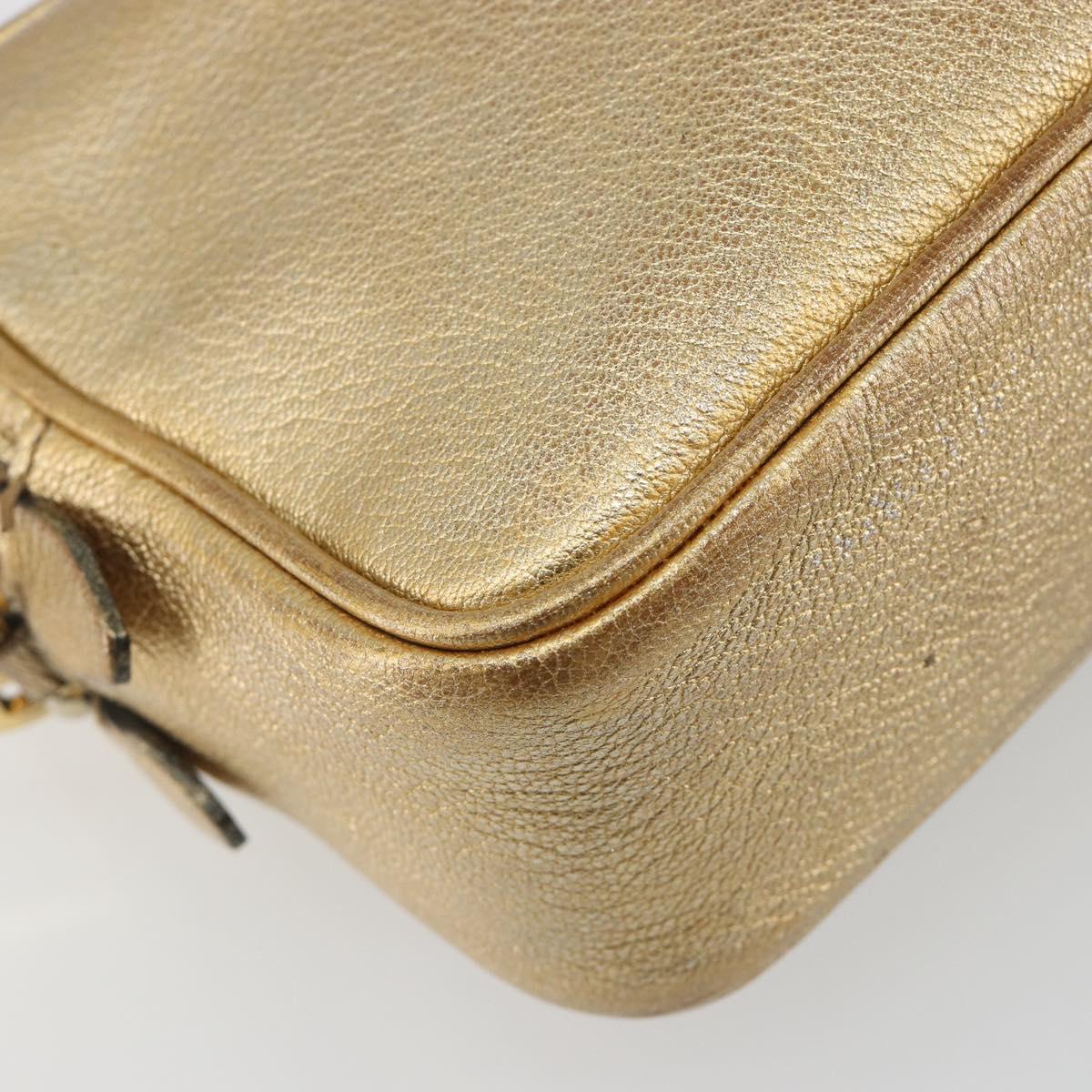 Miu Miu Shoulder Bag Leather Gold Auth bs36779A