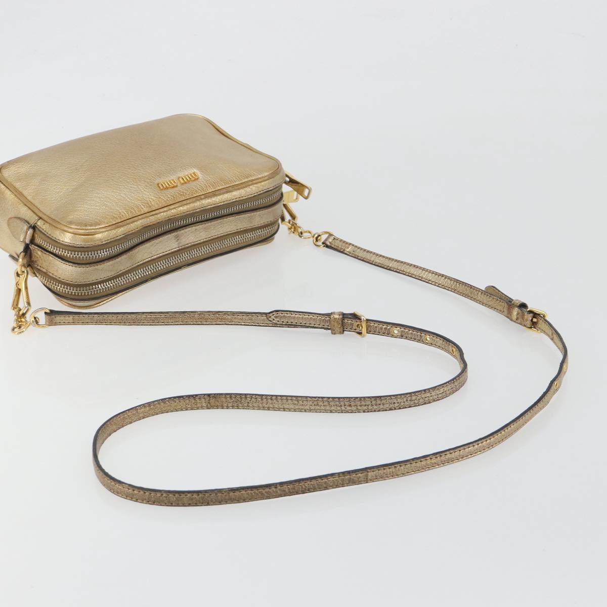 Miu Miu Shoulder Bag Leather Gold Auth bs36779A
