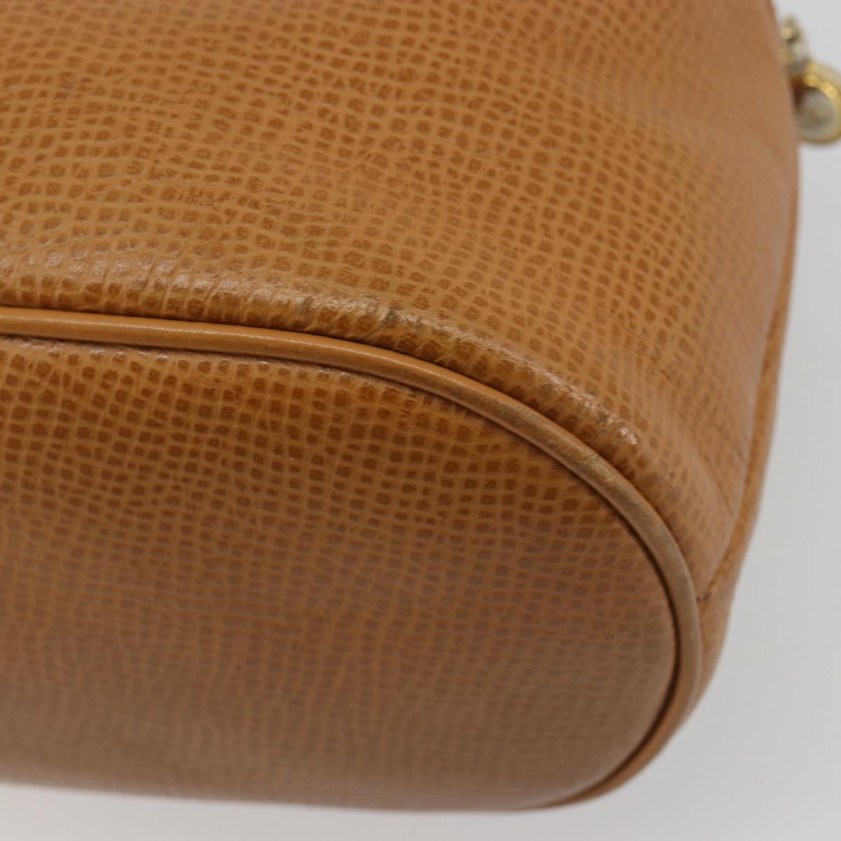 Christian Dior Hand Bag Leather 2way Brown Gold Auth bs36780