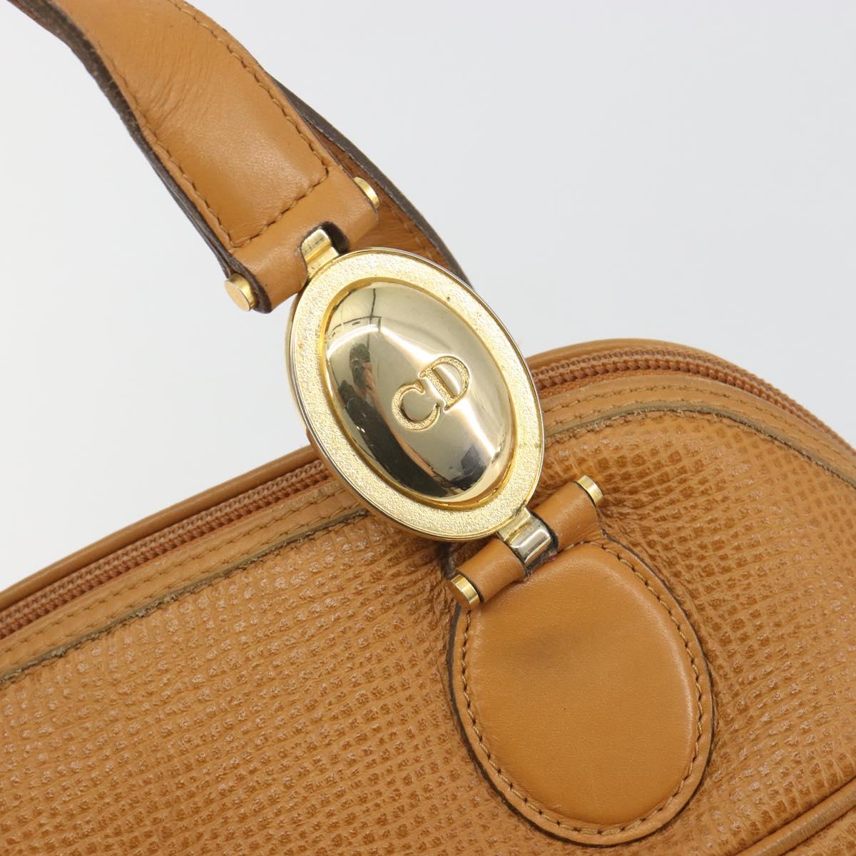 Christian Dior Hand Bag Leather 2way Brown Gold Auth bs36780