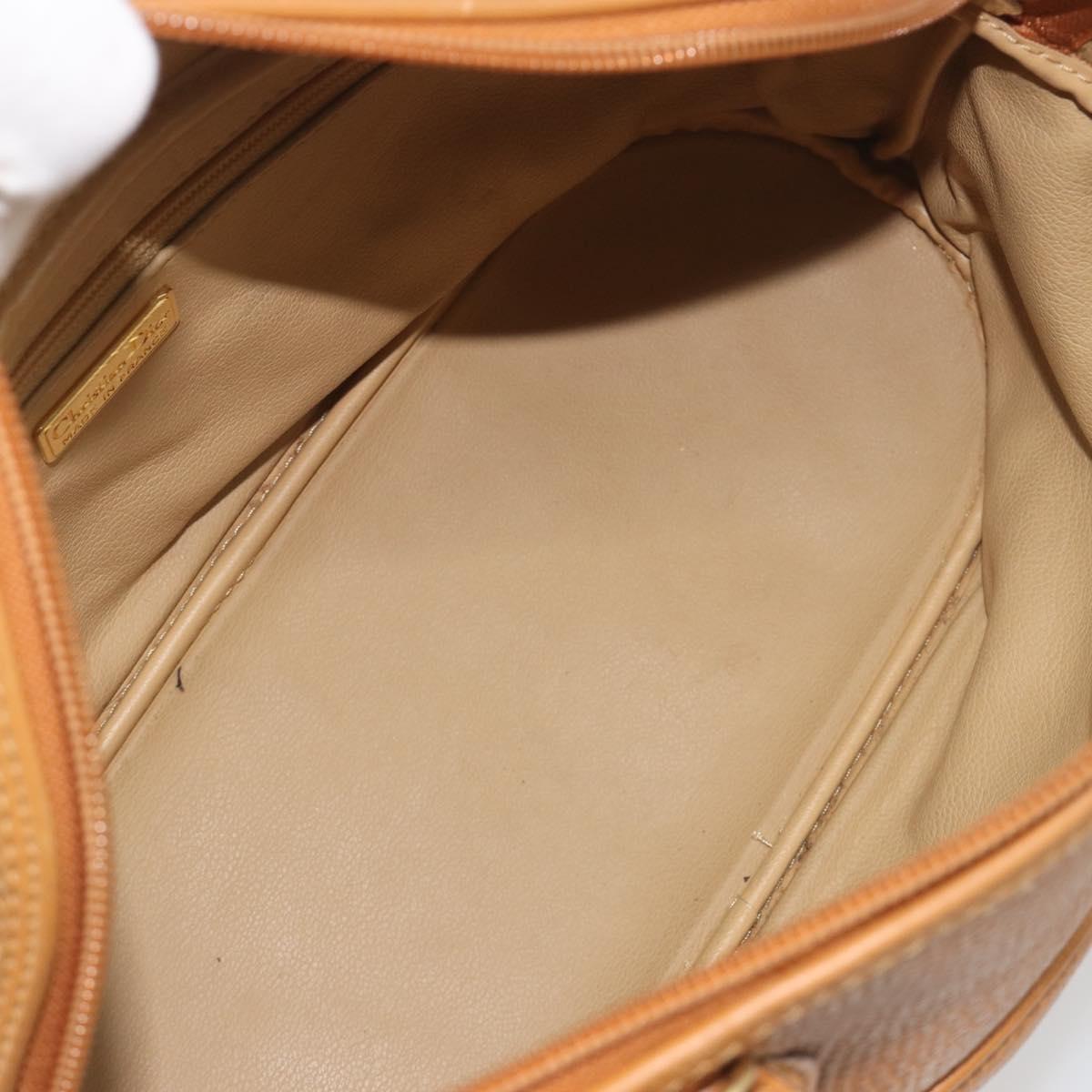 Christian Dior Hand Bag Leather 2way Brown Gold Auth bs36780