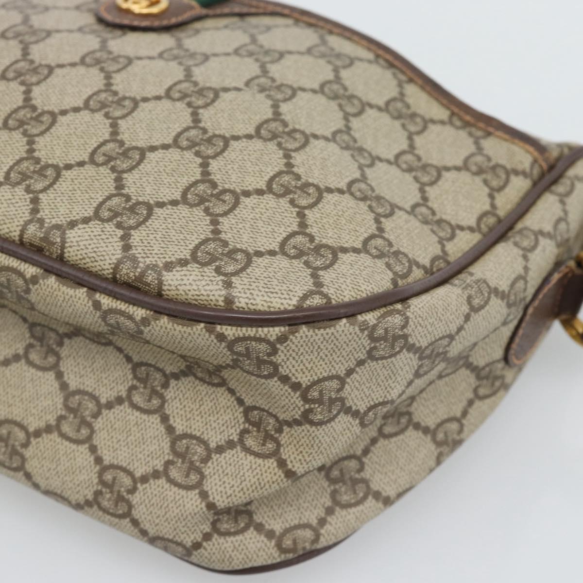 GUCCI GG Supreme Web Sherry Line Bag PVC Beige Gold 89 02 077 Auth bs36781