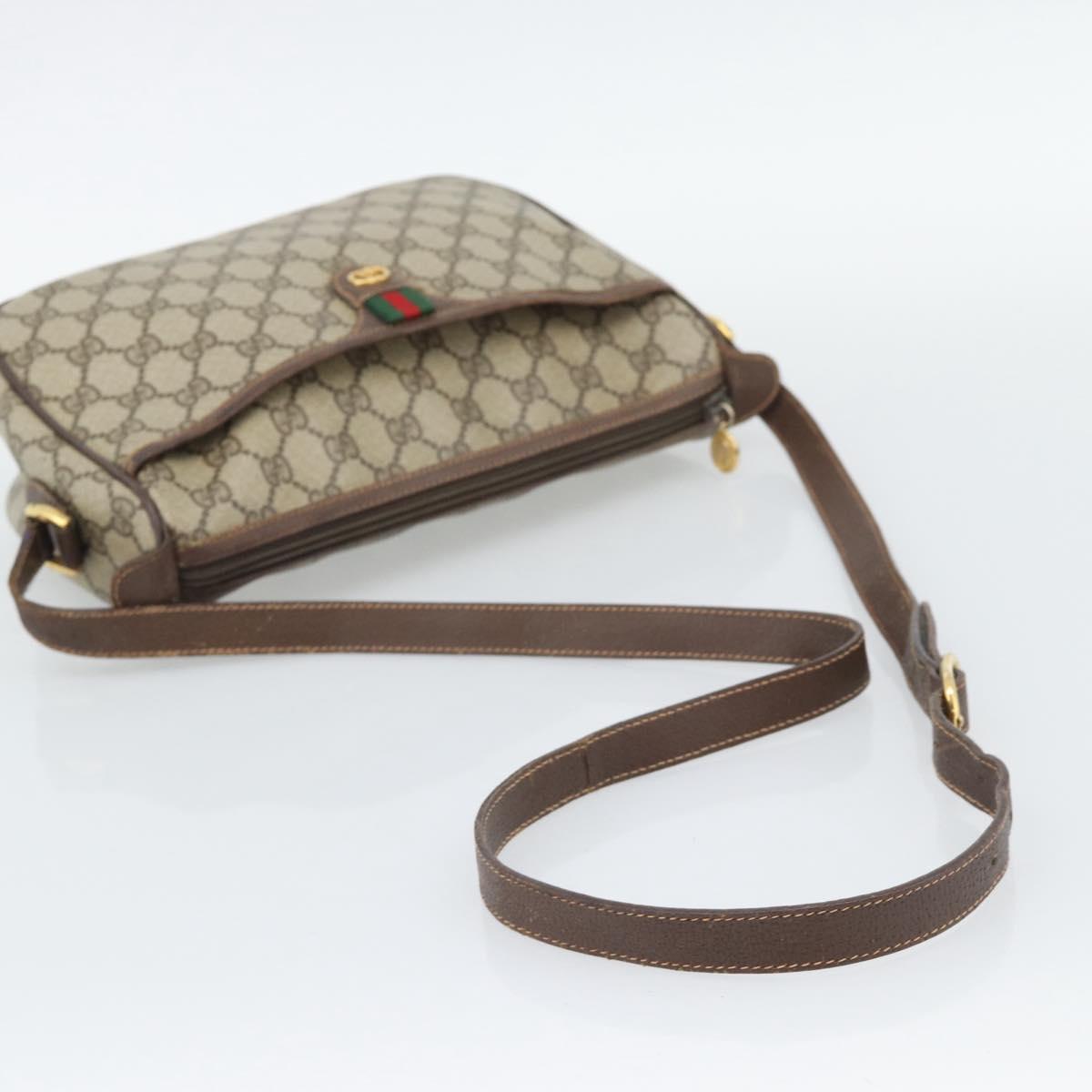 GUCCI GG Supreme Web Sherry Line Bag PVC Beige Gold 89 02 077 Auth bs36781