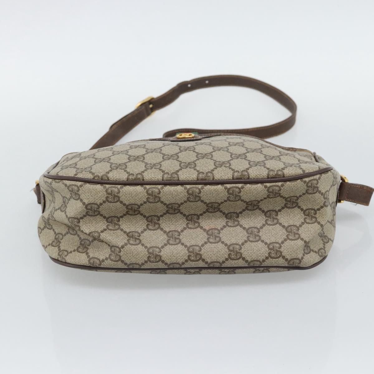 GUCCI GG Supreme Web Sherry Line Bag PVC Beige Gold 89 02 077 Auth bs36781