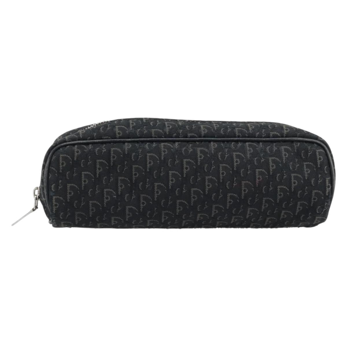 Christian Dior Trotter Canvas Pouch Black Silver Auth bs36782A