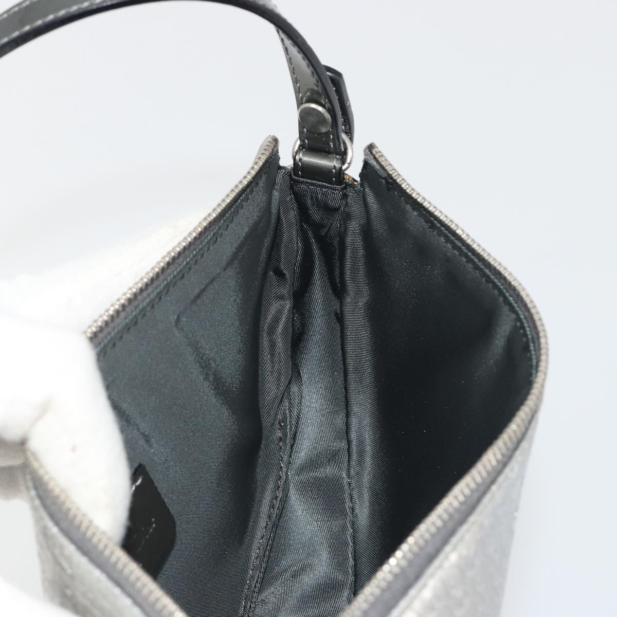 Christian Dior Trotter Canvas Saddle Accessory Pouch Leather Silver Auth bs36786