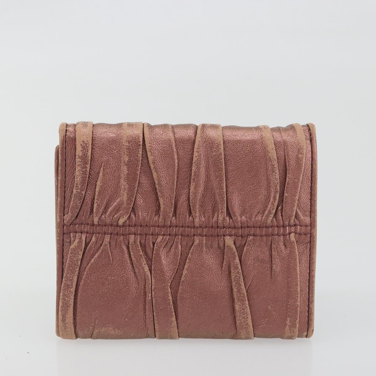 PRADA Wallet Leather 2 Set Gold Pink Auth bs36787