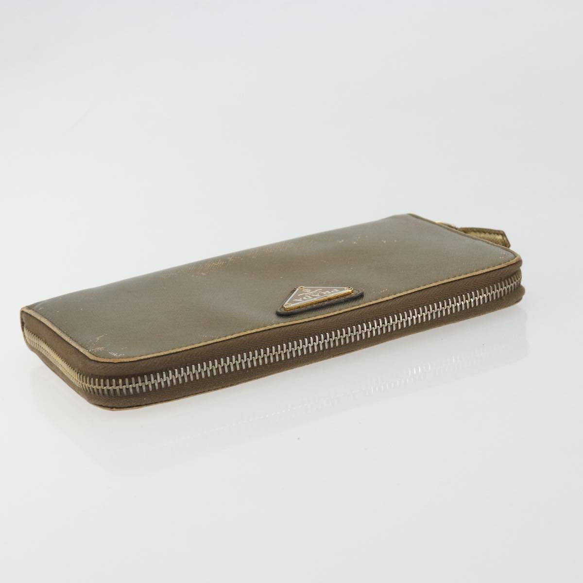 PRADA Wallet Leather 2 Set Gold Pink Auth bs36787