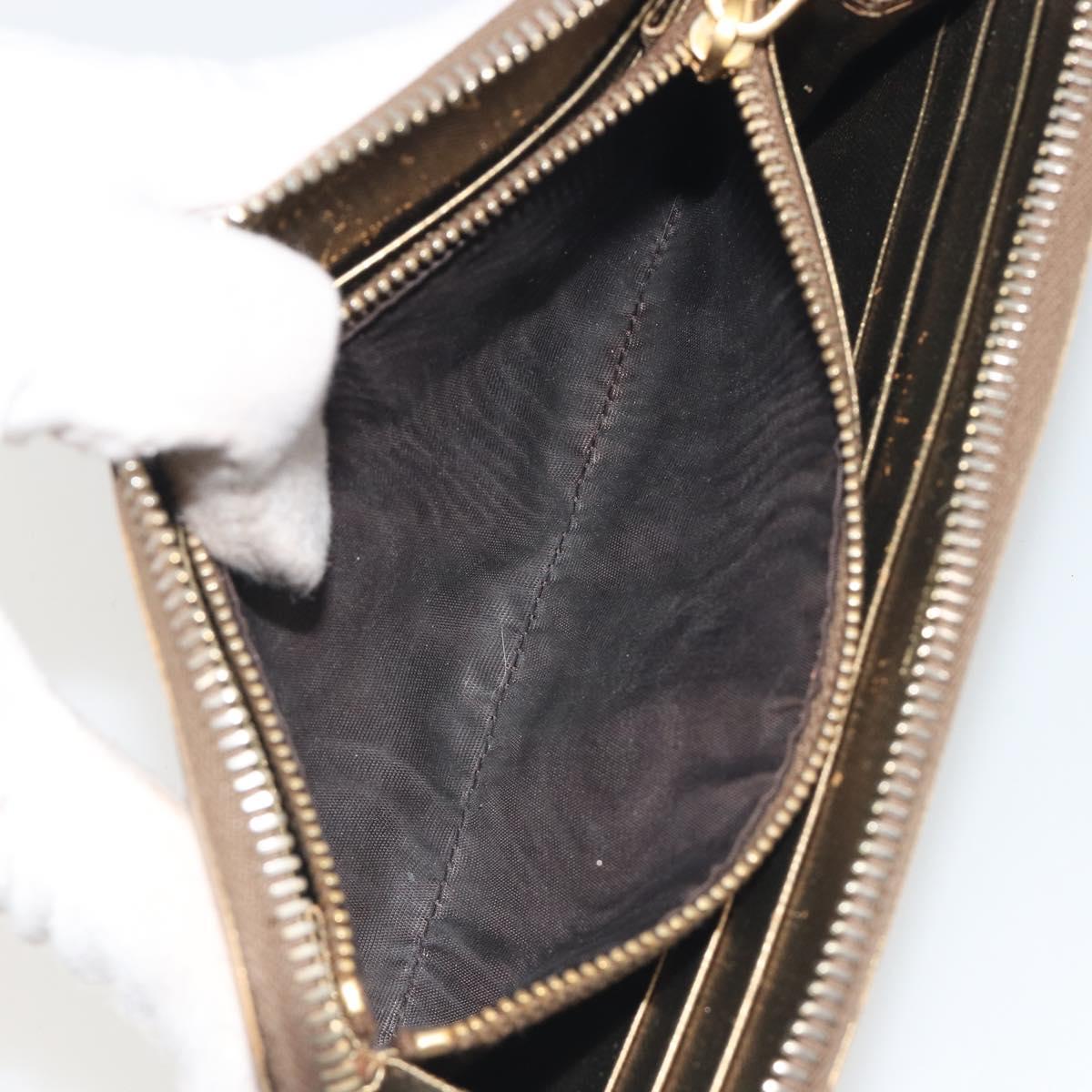 PRADA Wallet Leather 2 Set Gold Pink Auth bs36787