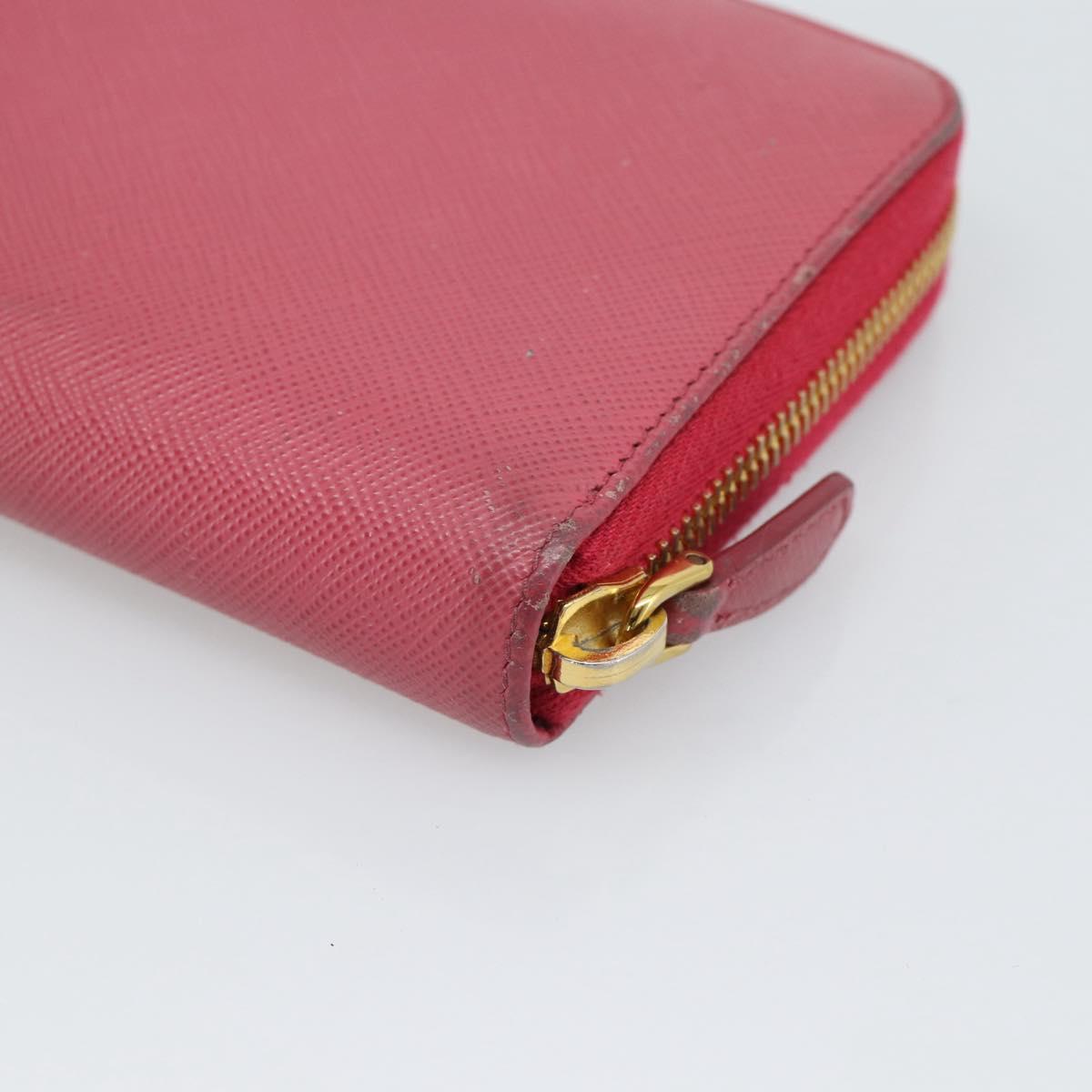 PRADA Long Wallet Safiano Leather Pink Gold Auth bs36788