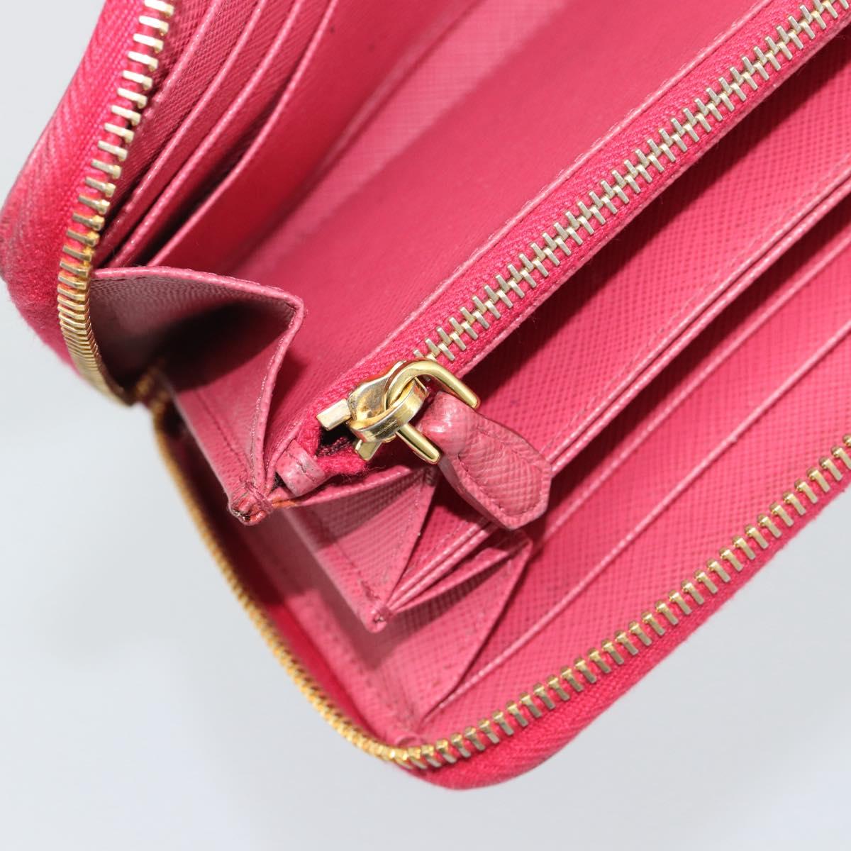 PRADA Long Wallet Safiano Leather Pink Gold Auth bs36788