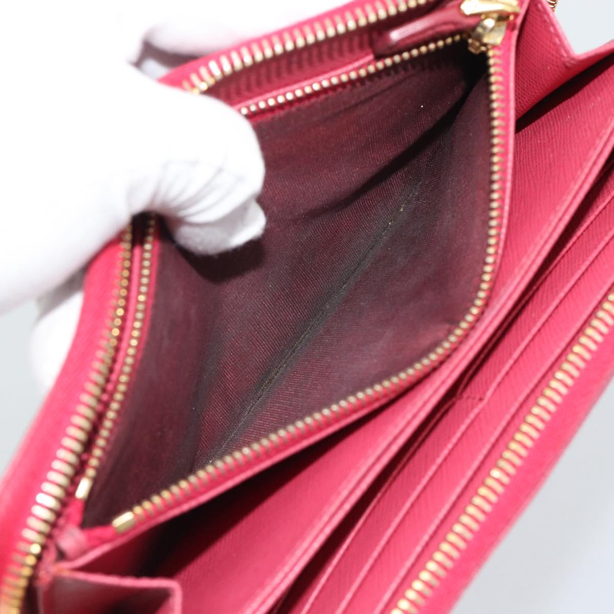 PRADA Long Wallet Safiano Leather Pink Gold Auth bs36788