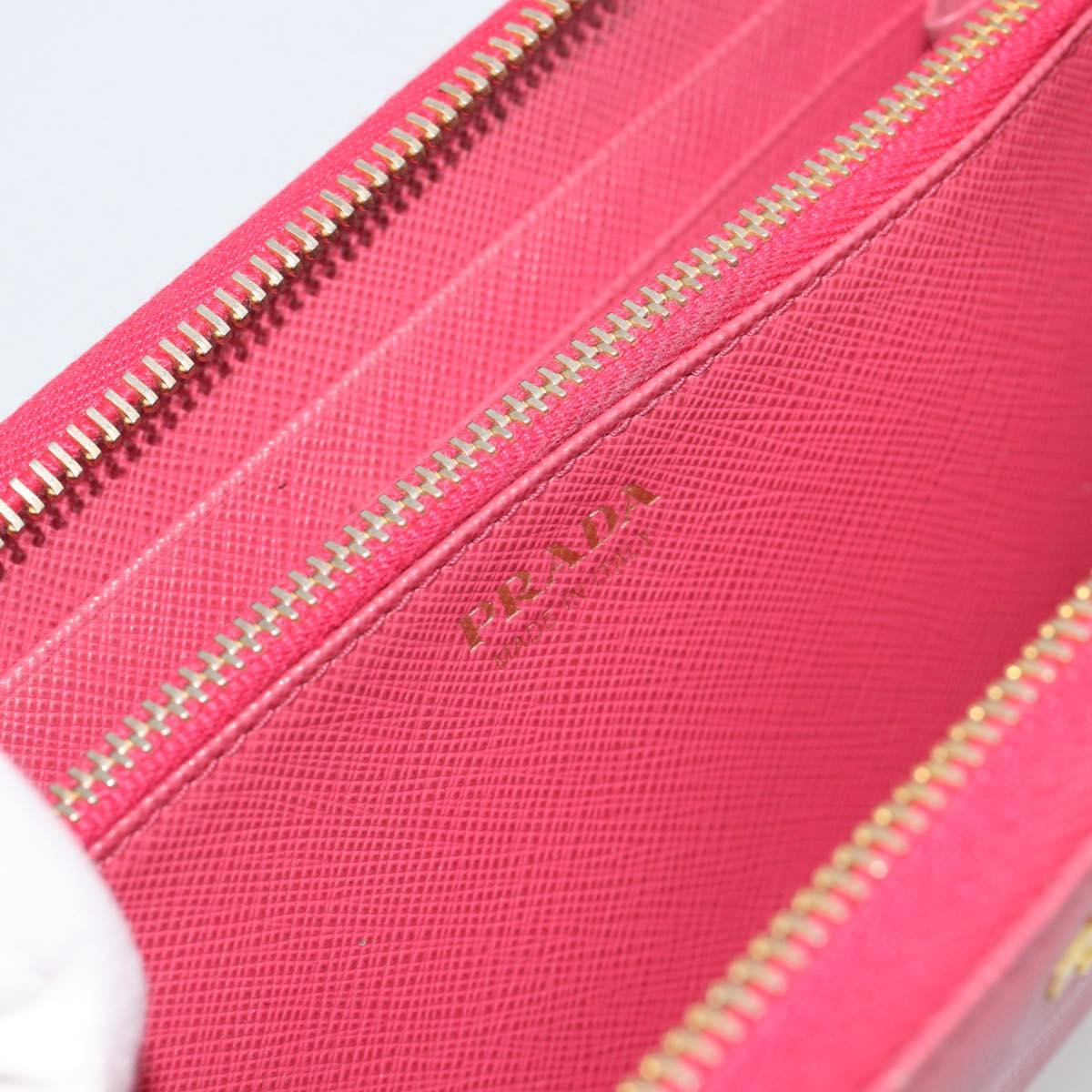 PRADA Long Wallet Safiano Leather Pink Gold Auth bs36788