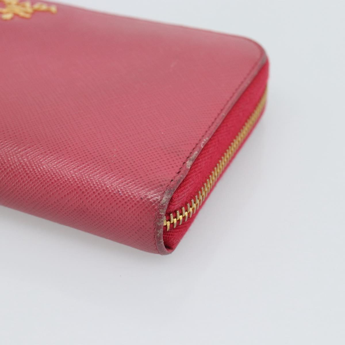 PRADA Long Wallet Safiano Leather Pink Gold Auth bs36788